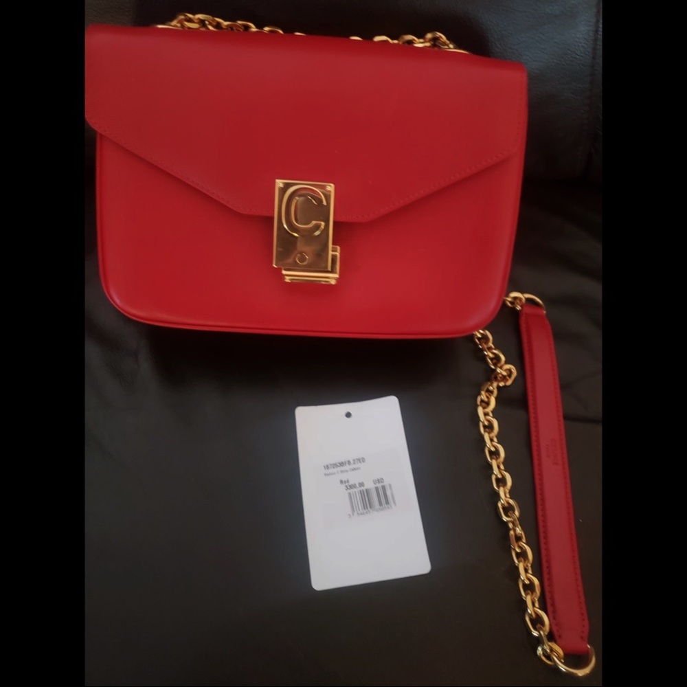Celine Medium C bag in Red Shiny Calfskin